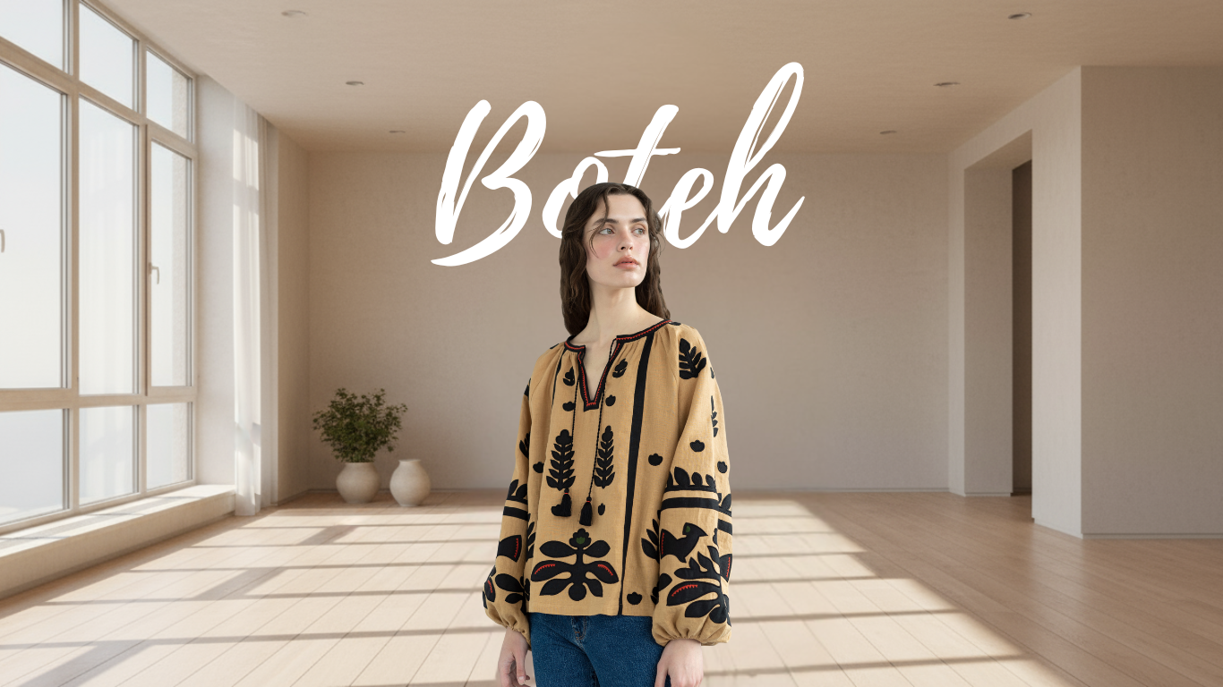 beautiful women wearing beige and black embroidered women shirt